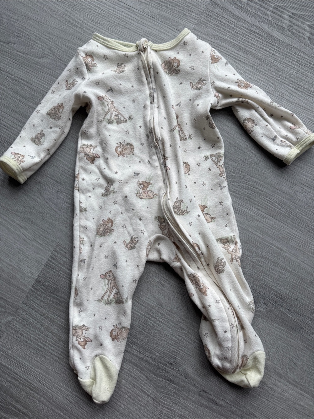 Baby Footed One-Piece Pajamas in Cream with Animal Print